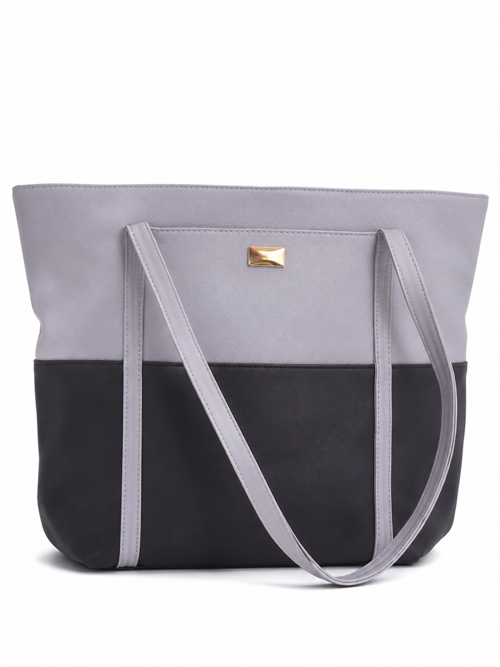 Women's Two-Tone Gray and Black Tote Bag with Gold Accent